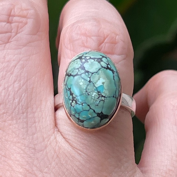 Hubei turquoise rose gold tone sterling silver size 7.25 ring - Picture 5 of 11
